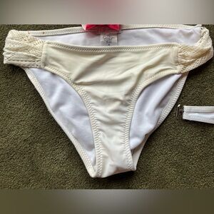 Jessica Simpson Cream women’s Bikini Bottoms with Lace Sides